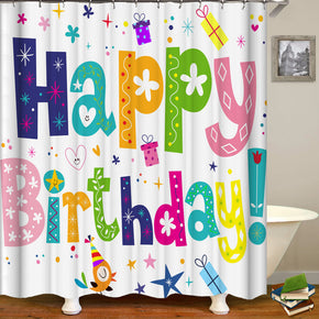 happy Birthday shower curtains fabric simplicity colorful polyester cloth print bathroom curtains