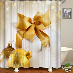 Bow shower curtains fabric simplicity white polyester cloth print bathroom curtains