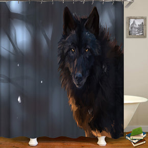wolf shower curtains fabric awesome black polyester cloth print bathroom curtains
