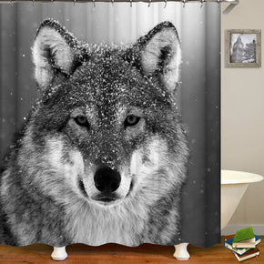 wolf shower curtains fabric funny black polyester cloth print bathroom curtains