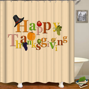 thanksgiving day shower curtains fabric simplicity beige polyester cloth print bathroom curtains