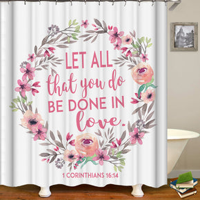 flower shower curtains fabric modern white polyester cloth print bathroom curtains