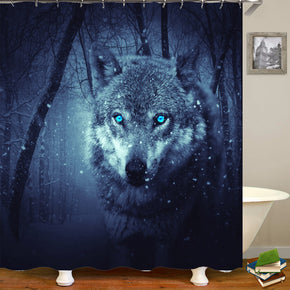 wolf shower curtains fabric awesome teal polyester cloth print bathroom curtains
