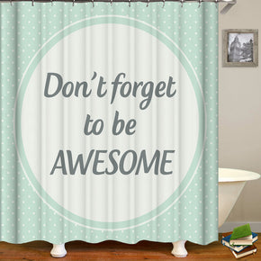 Letter shower curtains fabric simplicity teal polyester cloth print bathroom curtains