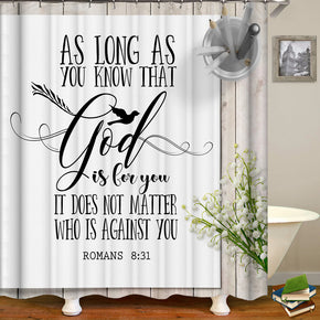 Letter shower curtains fabric simplicity white polyester cloth print bathroom curtains
