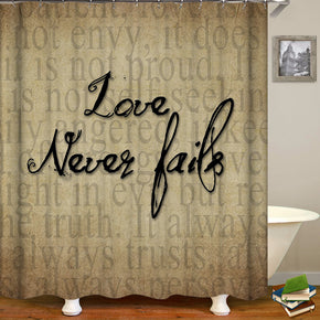 Letter shower curtains fabric simplicity brown polyester cloth print bathroom curtains