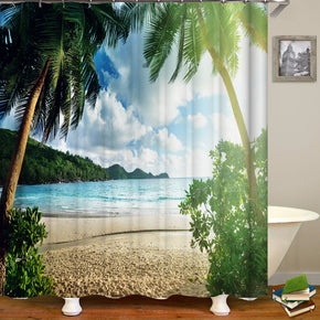 tropical shower curtains fabric shabby chic green polyester cloth print bathroom curtains
