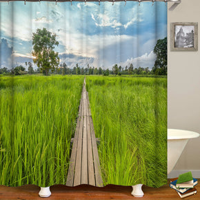 tree shower curtains fabric natural green polyester cloth print bathroom curtains