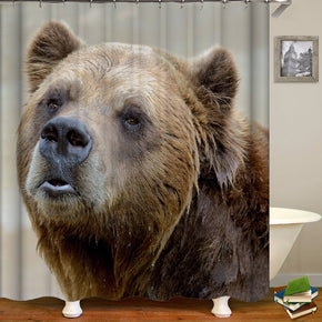 The bear shower curtains fabric awesome brown polyester cloth print bathroom curtains
