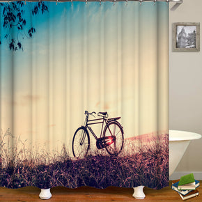 Bicycle shower curtains fabric elegant teal polyester cloth print bathroom curtains
