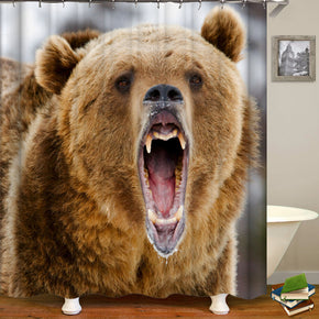 The bear shower curtains fabric awesome brown polyester cloth print bathroom curtains