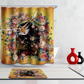 bird shower curtains fabric funny yellow polyester cloth print bathroom curtains