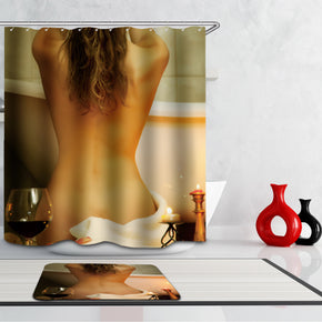 Back Beauty shower curtains fabric Human skeleton brown polyester cloth print bathroom curtains