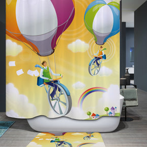 balloon shower curtains fabric kids colorful polyester cloth print bathroom curtains