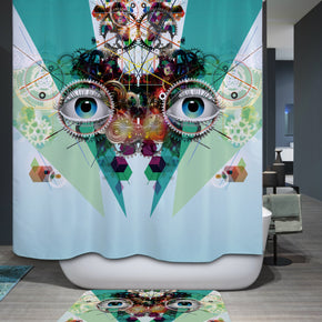 art shower curtains fabric funky teal polyester cloth print bathroom curtains