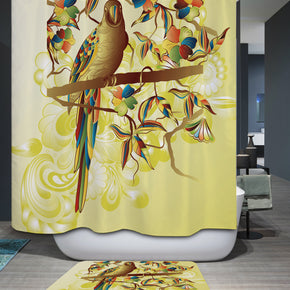 bird shower curtains fabric funny beige polyester cloth print bathroom curtains