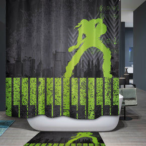 art shower curtains fabric modern green polyester cloth print bathroom curtains