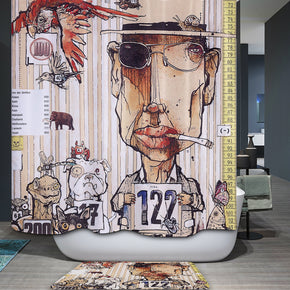 art shower curtains fabric funny beige polyester cloth print bathroom curtains