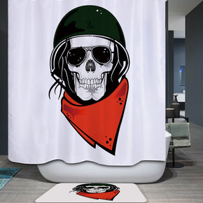Skull head shower curtains fabric cool white polyester cloth print bathroom curtains