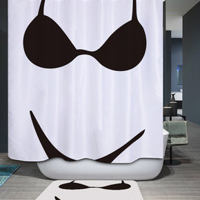 Beauty underwear art shower curtains fabric funny white polyester cloth print bathroom curtains