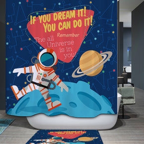 astronaut shower curtains fabric funny blue polyester cloth print bathroom curtains