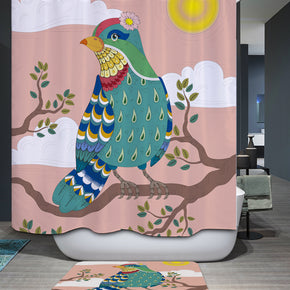 bird shower curtains fabric funny brown polyester cloth print bathroom curtains