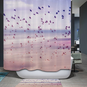 bird shower curtains fabric simplicity purple polyester cloth print bathroom curtains