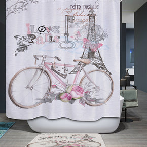 bicycle shower curtains fabric funky pink polyester cloth print bathroom curtains