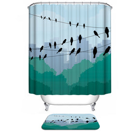 bird shower curtains fabric cool green polyester cloth print bathroom curtains