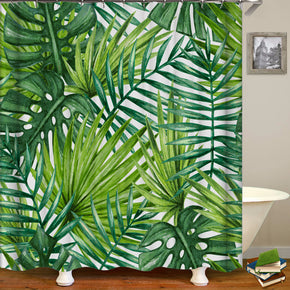 Leaf shower curtains fabric Human skeleton green polyester cloth print bathroom curtains