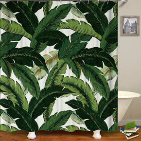 Leaf shower curtains fabric Human skeleton green polyester cloth print bathroom curtains