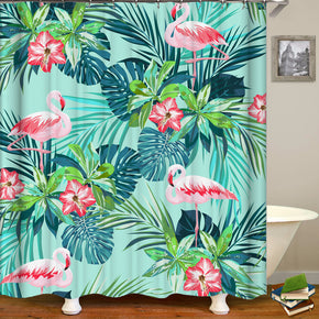 flamingo shower curtains fabric Human skeleton green polyester cloth print bathroom curtains