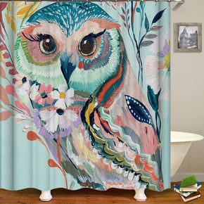 owl shower curtains fabric cute turquoise polyester cloth print bathroom curtains