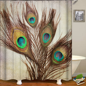 Feather shower curtains fabric Human skeleton brown polyester cloth print bathroom curtains