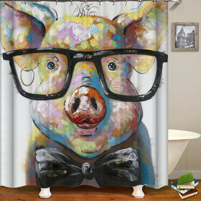 pig shower curtains fabric Human skeleton cream polyester cloth print bathroom curtains