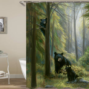 bear shower curtains fabric Human skeleton green polyester cloth print bathroom curtains