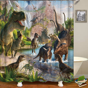 Dinosaur shower curtains fabric Human skeleton brown polyester cloth print bathroom curtains
