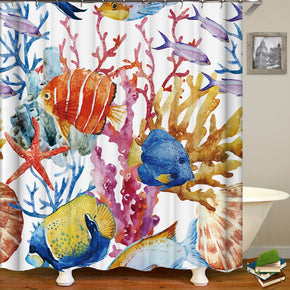fish shower curtains fabric cute colorful polyester cloth print bathroom curtains