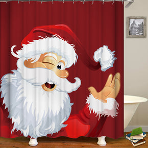 Santa Claus shower curtains fabric cute red polyester cloth print bathroom curtains