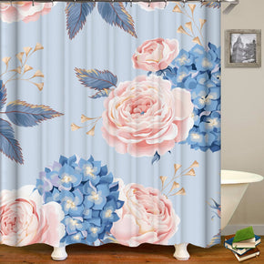 peony shower curtains fabric elegant pink polyester cloth print bathroom curtains