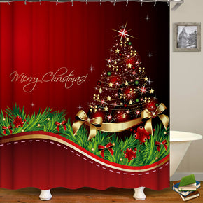 christmas shower curtains fabric Human skeleton red polyester cloth print bathroom curtains