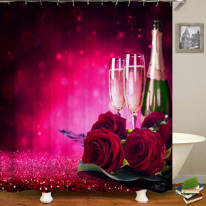 rose shower curtains fabric elegant pink polyester cloth print bathroom curtains