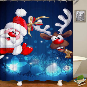 christmas shower curtains fabric cute blue polyester cloth print bathroom curtains