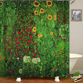 Garden shower curtains fabric Human skeleton green polyester cloth print bathroom curtains