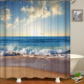 oceam shower curtains fabric Human skeleton blue polyester cloth print bathroom curtains