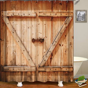 Board shower curtains fabric retro beige polyester cloth print bathroom curtains