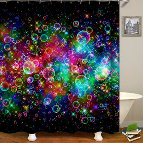 Bubble shower curtains fabric luxury colorful polyester cloth print bathroom curtains