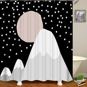 mountain shower curtains fabric shabby chic black polyester cloth print bathroom curtains