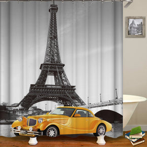 Eiffel Tower shower curtains fabric cool yellow polyester cloth print bathroom curtains