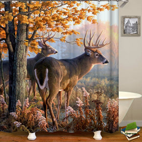 moose shower curtains fabric elegant beige polyester cloth print bathroom curtains